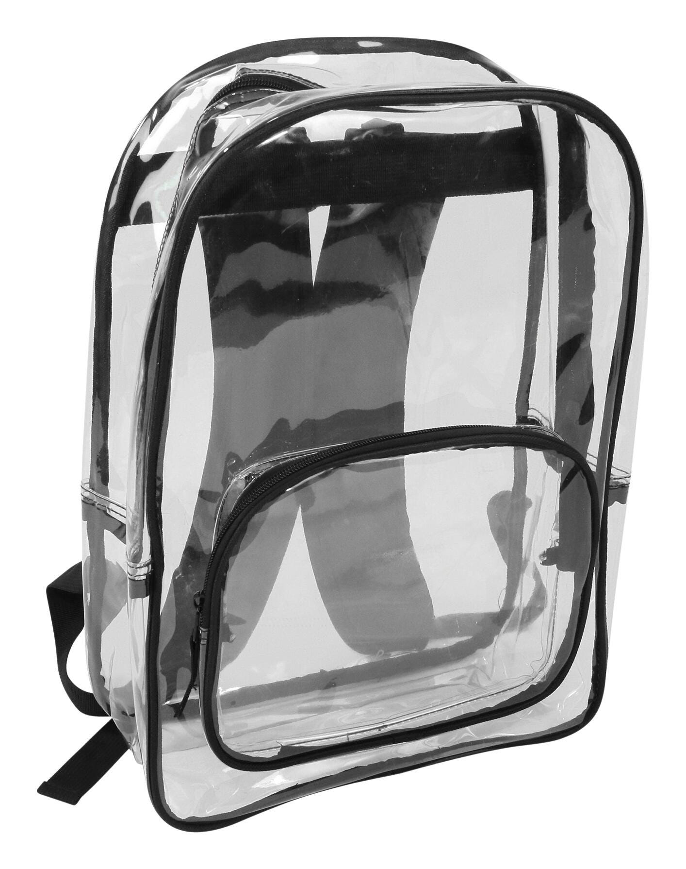 Clear Vinyl Backpack, 16 x 12 x 5 Inches, Black Trim 2116957